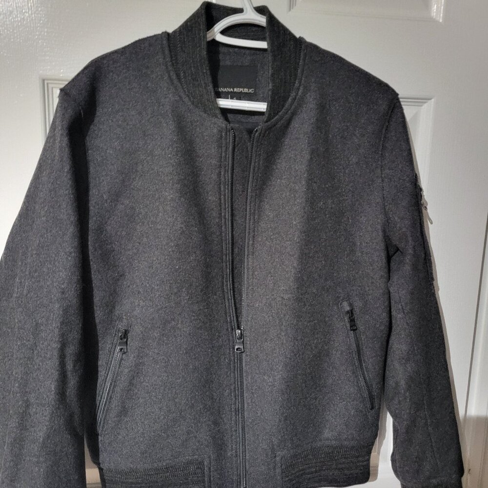 Banana Republic Wool Blend Bomber Jacket Grey